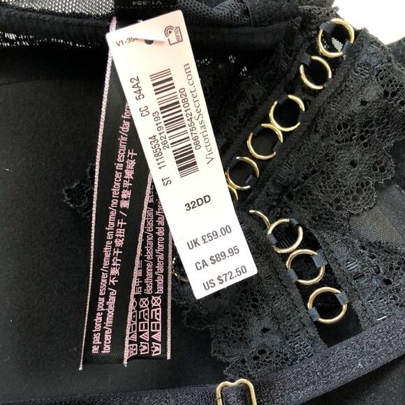 Victoria’s Secret Push-Up Strappy Plunge Bra in Black Lace - Picture 12 of 14